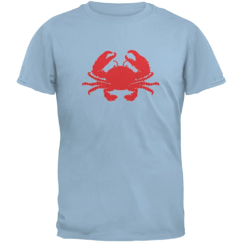 Embroidered T-ShirtsSummer - Crab Faux Stitched Light Blue Adult T-Shirt