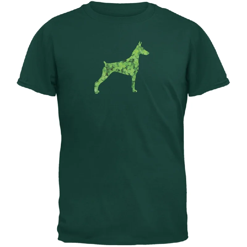 Branded T-ShirtsSt. Patricks Day - Doberman Pinscher Shamrock Forest Green Adult T-Shirt