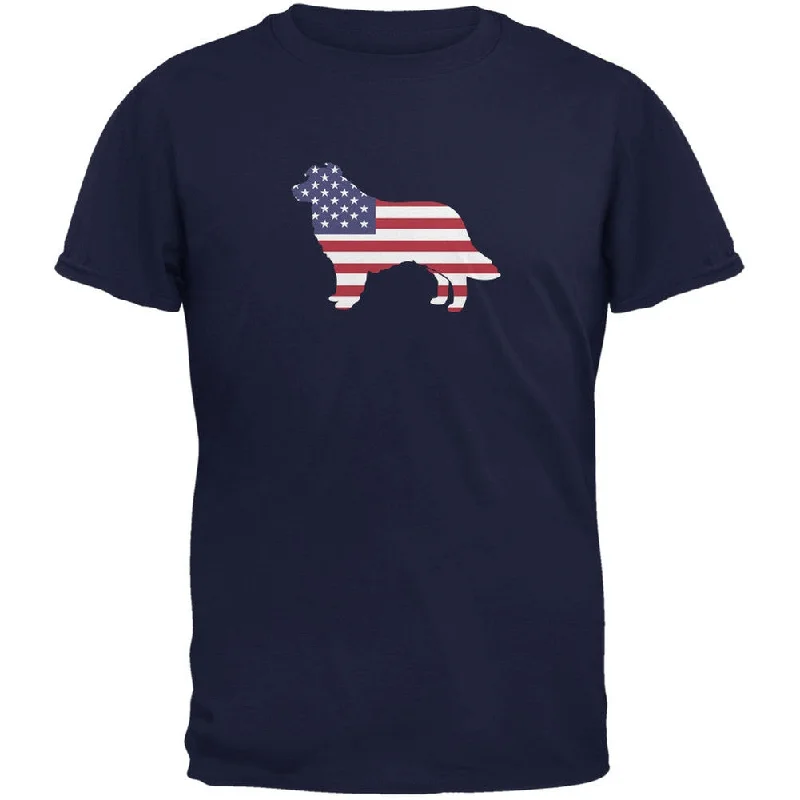 Hooded T-Shirts4th of July Patriotic Dog Border Collie Navy Adult T-Shirt