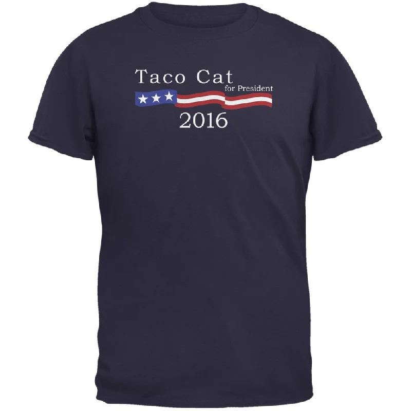 French Terry T-ShirtsElection 2016 Taco Cat President Logo Funny Navy Adult T-Shirt