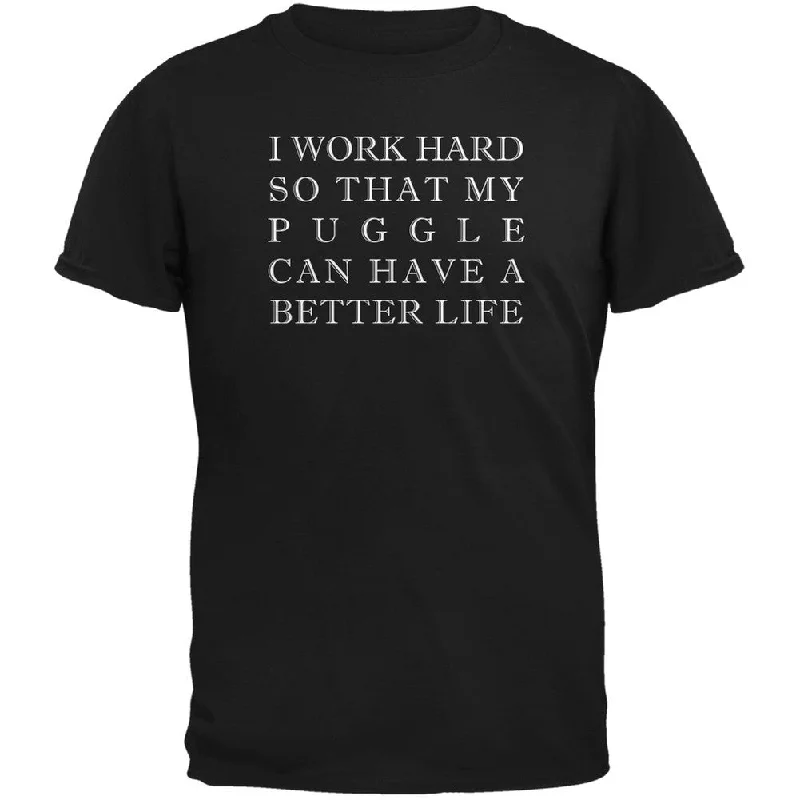 French Terry T-ShirtsI Work Hard for My Puggle Black Adult T-Shirt