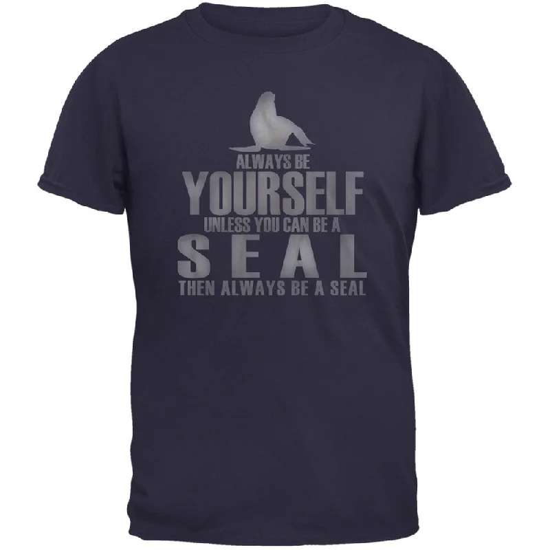 Oversized T-ShirtsAlways Be Yourself Seal Navy Adult T-Shirt