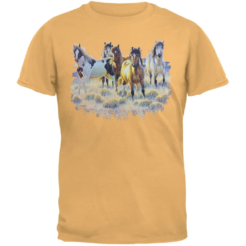 Striped T-ShirtsHorses In Meadow Adult T-Shirt