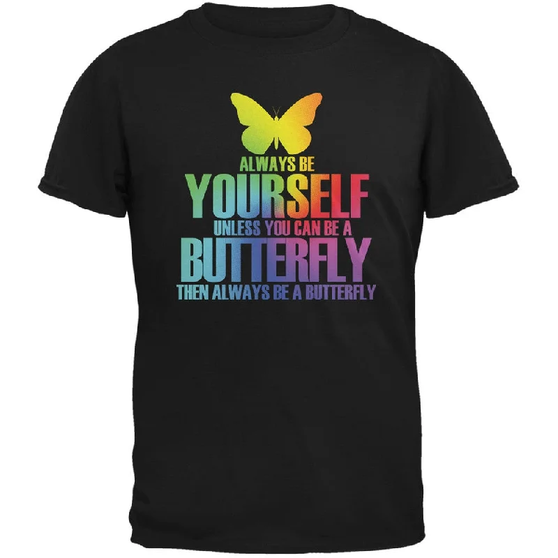 Hemp T-ShirtsAlways Be Yourself Butterfly Black Adult T-Shirt