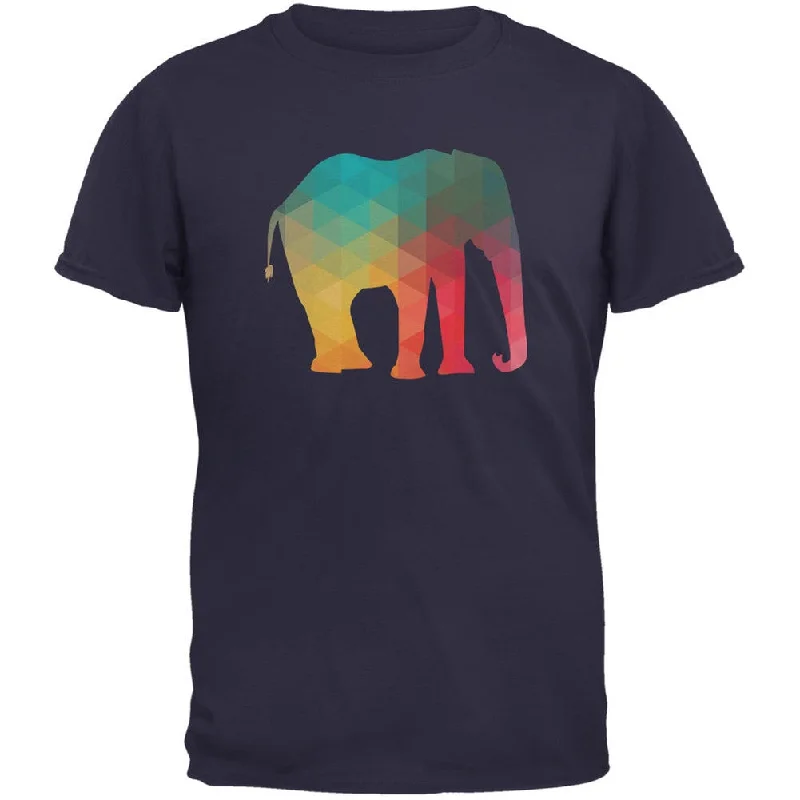 Studded T-ShirtsElephant Geometric Navy Adult T-Shirt