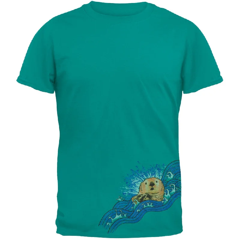 Cropped T-ShirtsSea Otter On Wave Adult T-Shirt