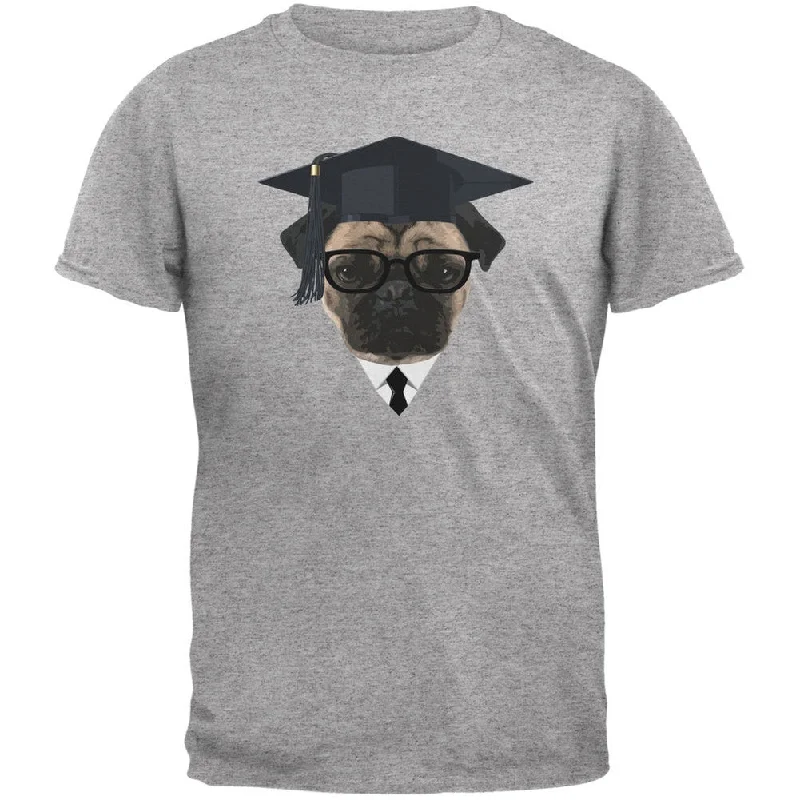 Recycled Fabric T-ShirtsGraduation - Graduate Pug Funny Heather Grey Adult T-Shirt