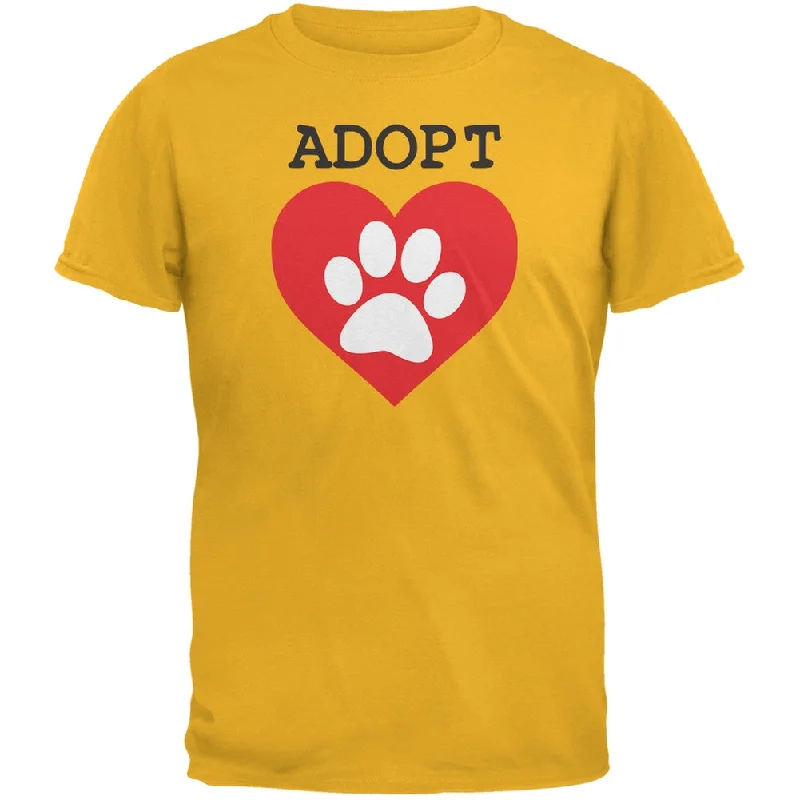 Luxury T-ShirtsAdopt Heart Paw Gold Adult T-Shirt