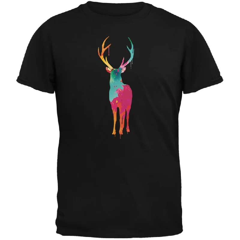 Athletic T-ShirtsSplatter Deer Black Adult T-Shirt