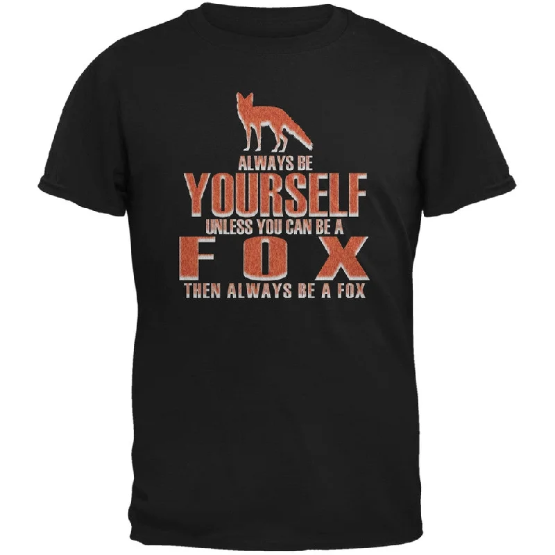 Off-Shoulder T-ShirtsAlways Be Yourself Fox Black Adult T-Shirt