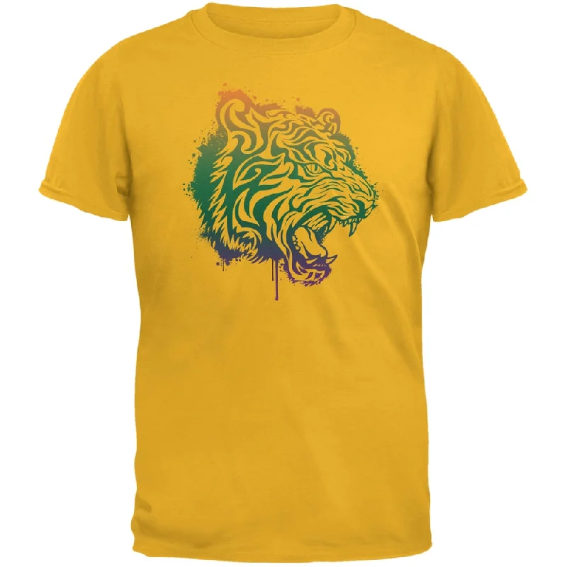 Gym T-ShirtsSplatter Tiger Yellow Adult T-Shirt