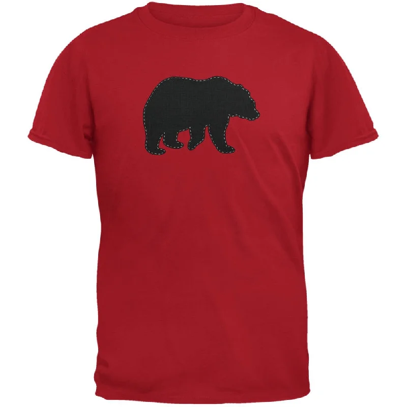 Printed T-ShirtsBear Faux Stitched Red Adult T-Shirt