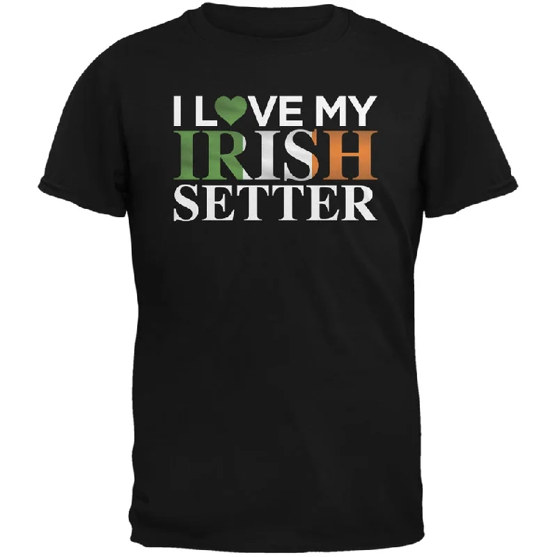 College T-ShirtsSt. Patricks Day - I Love My Irish Setter Black Adult T-Shirt