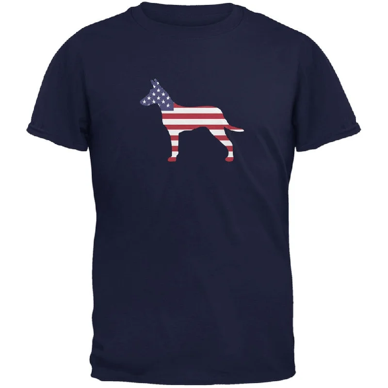 Plush T-Shirts4th of July Patriotic Dog Jack Russel Terrier Navy Adult T-Shirt