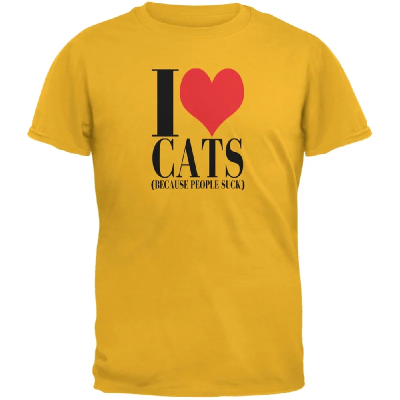 Ruffled T-ShirtsLove Cats People Suck Gold Adult T-Shirt