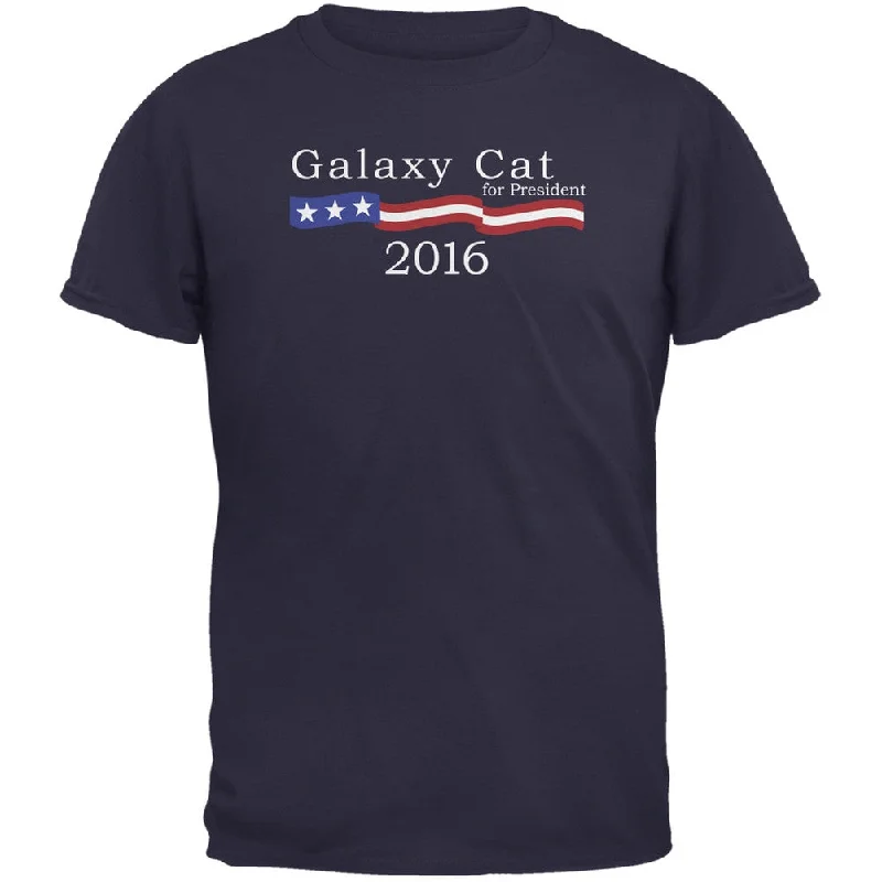 Blended Fabric T-ShirtsElection 2016 Galaxy Cat President Logo Funny Navy Adult T-Shirt