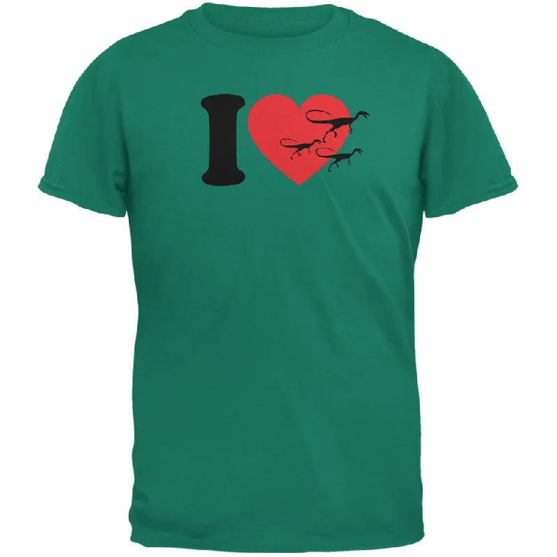 Cropped T-ShirtsI Heart Love Compsognathus Compies Dinosaur Jurassic Jade Green Adult T-Shirt