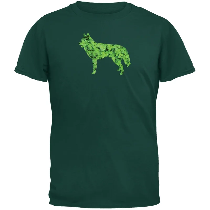 Festival T-ShirtsSt. Patricks Day - Siberian Husky Shamrock Forest Green Adult T-Shirt