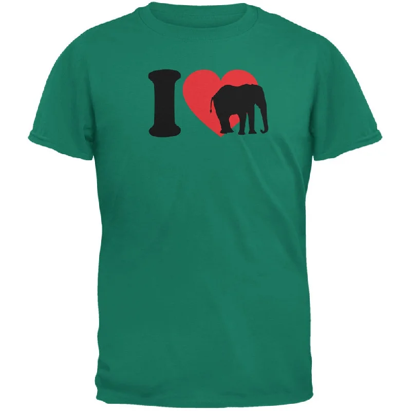 Leather-Paneled T-ShirtsI Heart Love Elephant Elephants Jade Green Adult T-Shirt