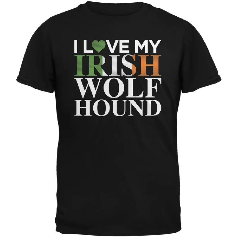 Sports Team T-ShirtsSt. Patricks Day - I Love My Irish Wolfhound Black Adult T-Shirt