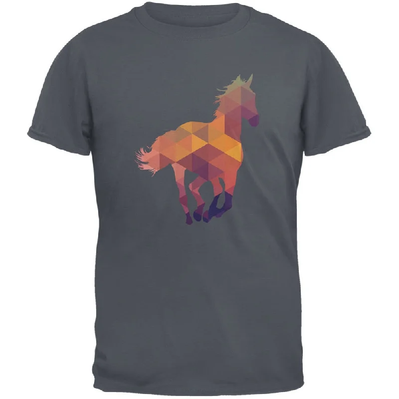 Fringed T-ShirtsHorse Geometric Charcoal Grey Adult T-Shirt