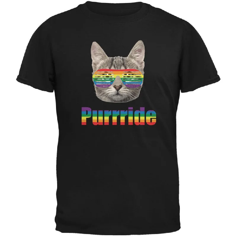 Formal T-ShirtsLGBT Purride Funny Cat Black Adult T-Shirt