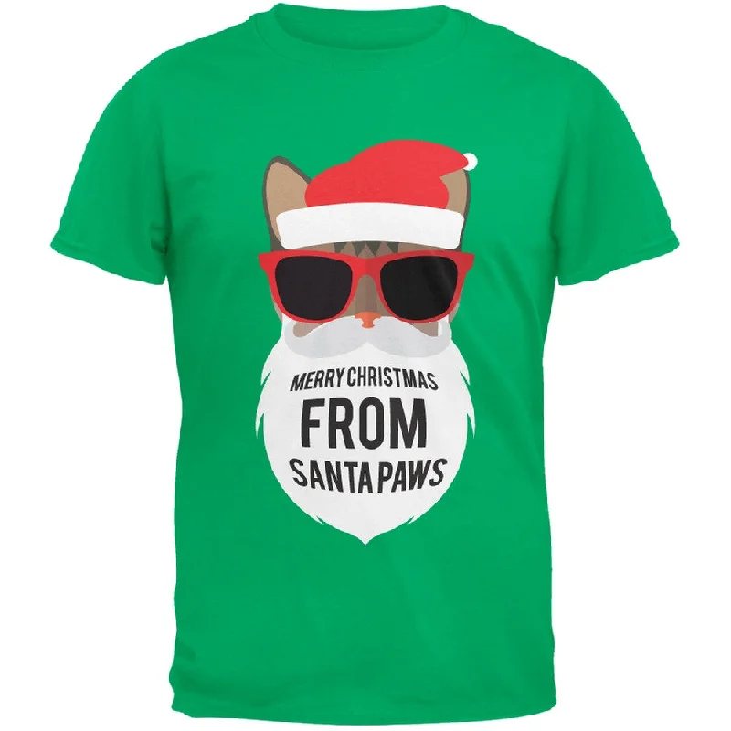 Recycled Fabric T-ShirtsCat Santa Ugly Christmas Sweater Green T-Shirt