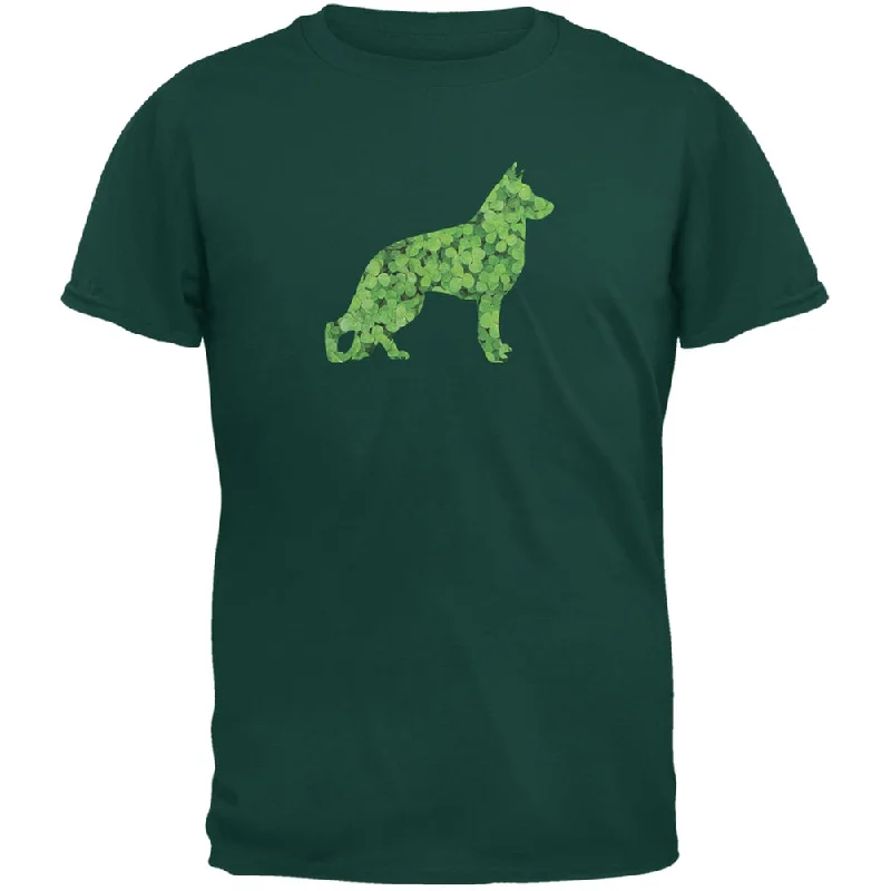 Work T-ShirtsSt. Patricks Day - German Shepherds Shamrock Forest Adult T-Shirt