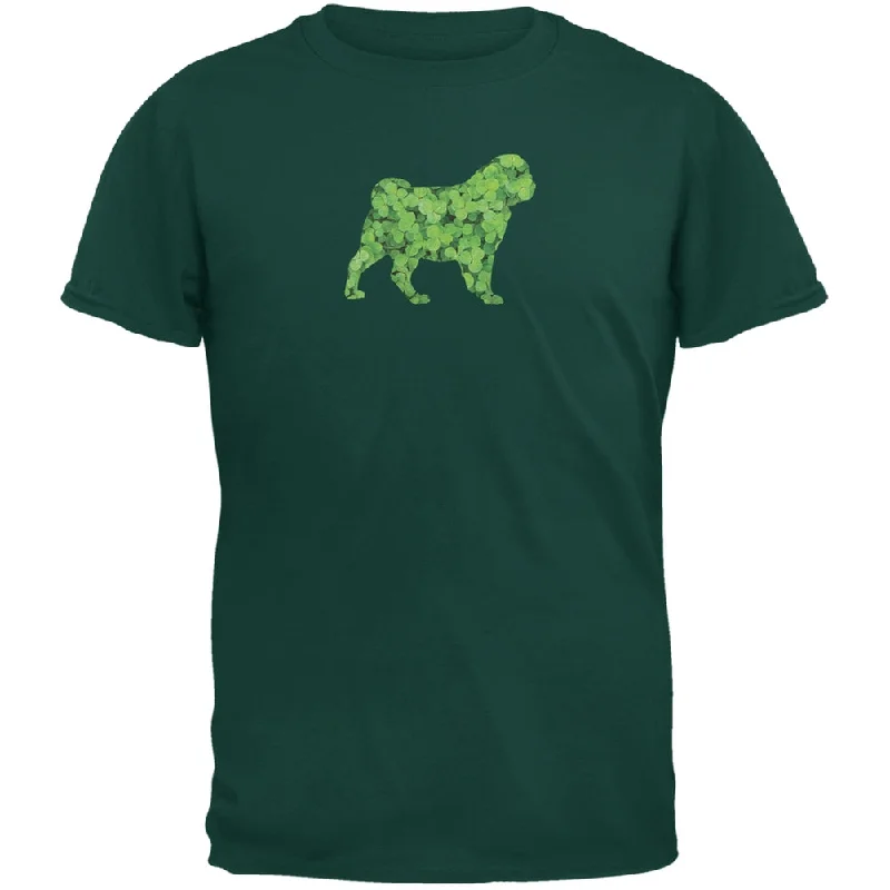 Pocket T-ShirtsSt. Patricks Day - Pug Shamrock Forest Green Adult T-Shirt