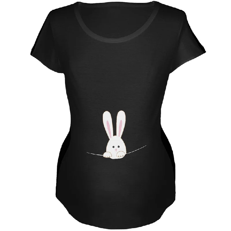 Sheer T-ShirtsEaster - Peeking Bunny Rabbit Black Maternity Soft T-Shirt