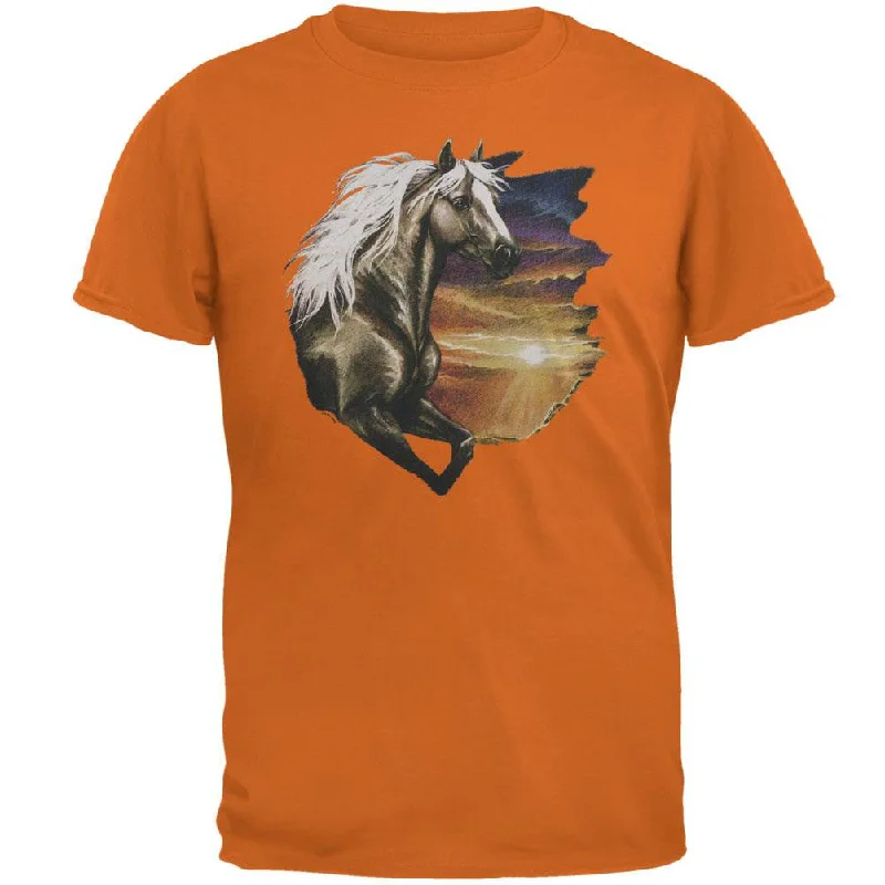 Printed T-ShirtsHorse Running Through Sunset Adult T-Shirt