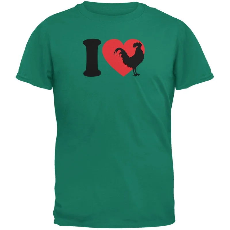 Beaded T-ShirtsI Heart Love Roosters Jade Green Adult T-Shirt