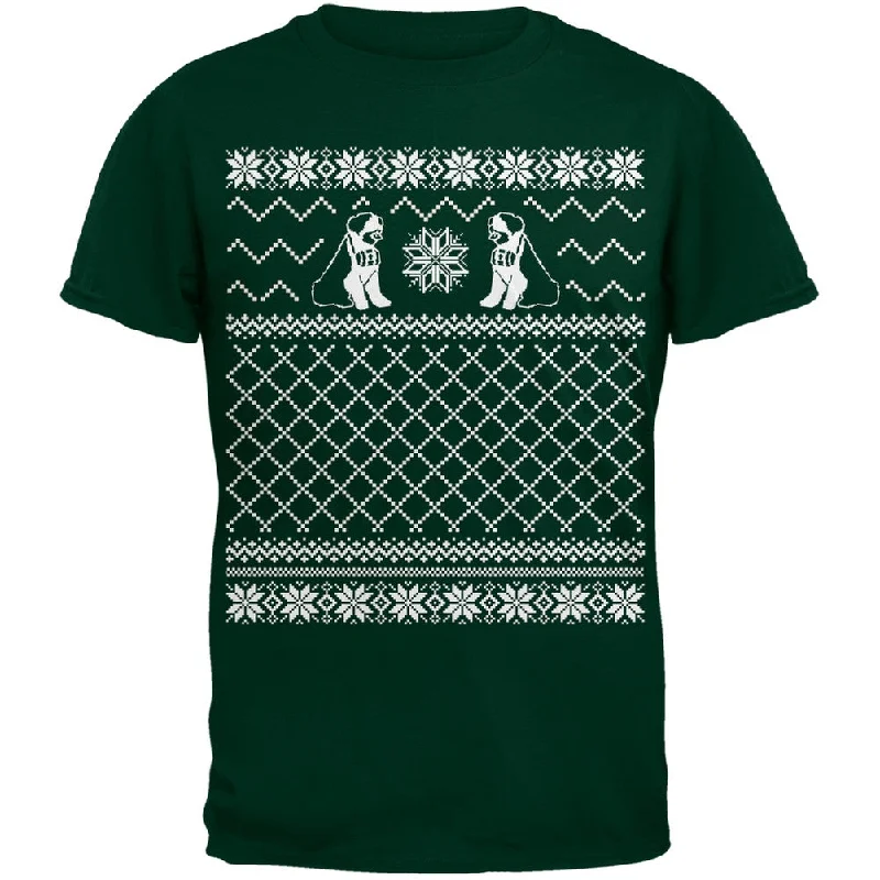 Waterproof T-ShirtsSaint Bernard Ugly Christmas Sweater Green T-Shirt