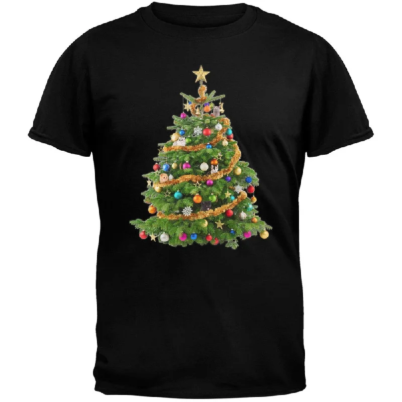 Metallic T-ShirtsCats In Christmas Tree Black Adult T-Shirt