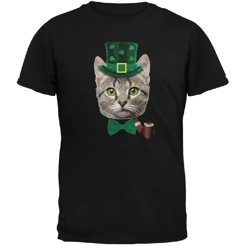 Hooded T-ShirtsSt. Patrick's Funny Cat Black Adult T-Shirt