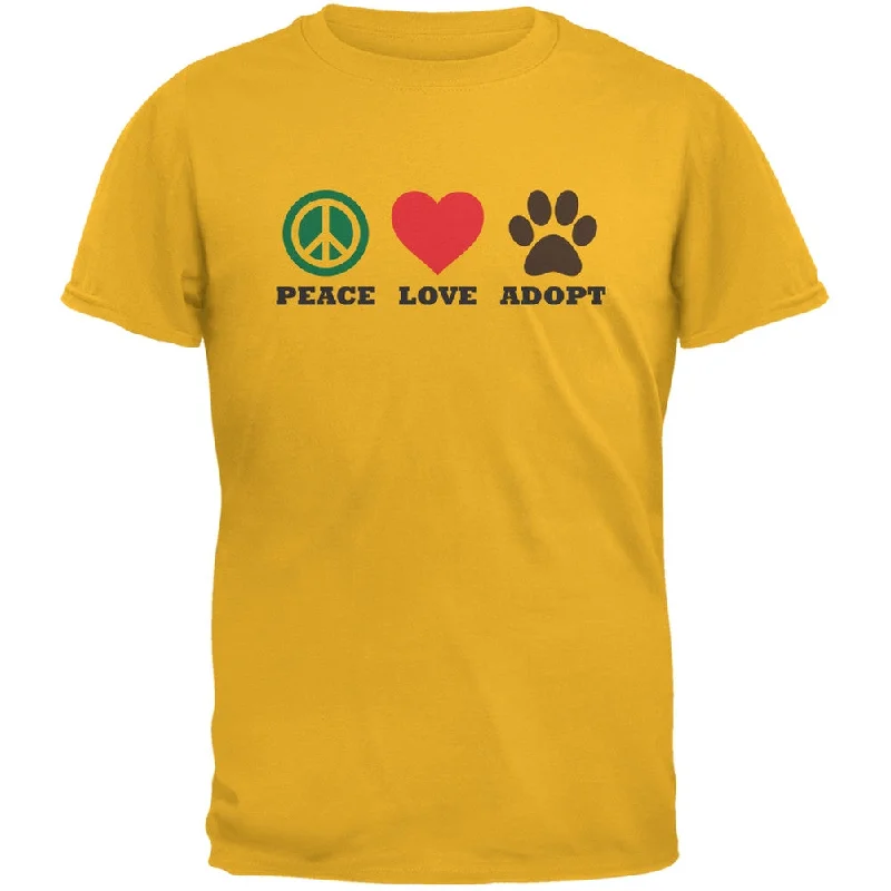 Compression T-ShirtsPeace Love Adopt Gold Adult T-Shirt