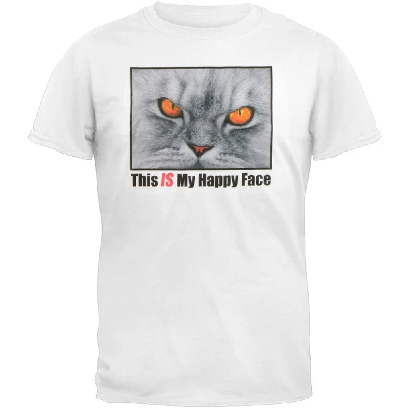 Off-Shoulder T-ShirtsThis is My Happy Face Cat Adult T-Shirt