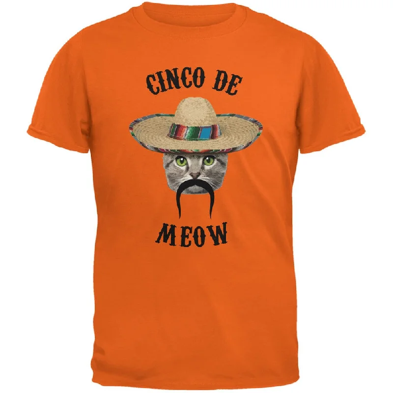 Asymmetrical T-ShirtsFunny Cat Cinco de Mayo Meow Orange Adult T-Shirt