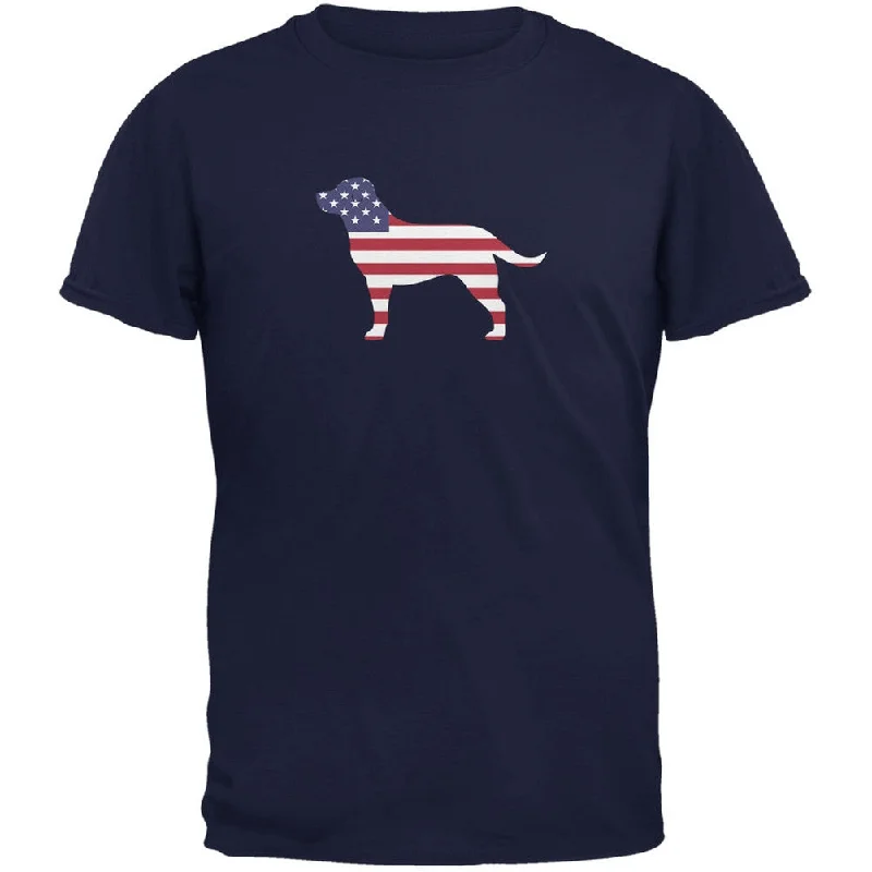 Reflective T-Shirts4th of July Patriotic Dog Labrador Retriever Navy Adult T-Shirt