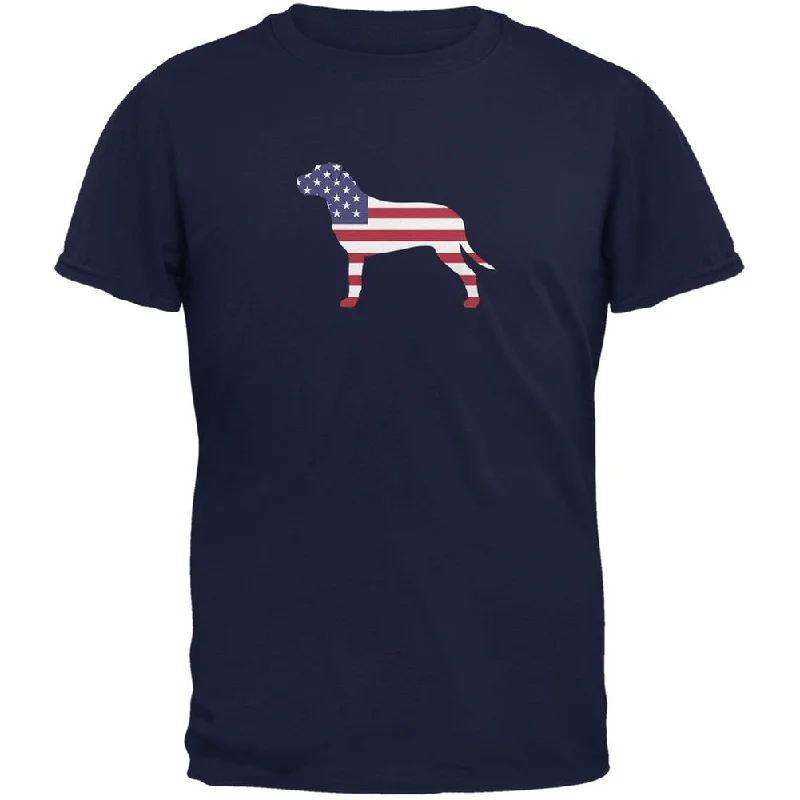 Work T-Shirts4th of July Patriotic Dog Pit Bull Terrier Navy Adult T-Shirt