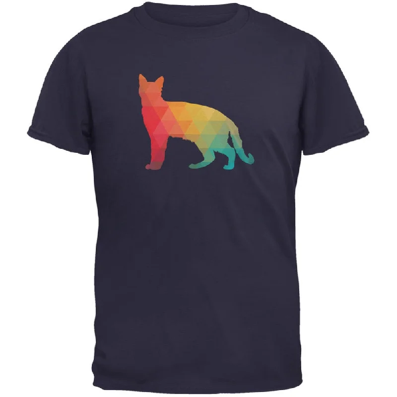 Lace-Up T-ShirtsCat Geometric Navy Adult T-Shirt