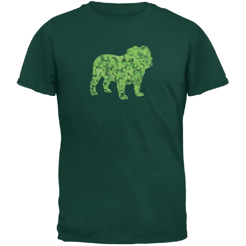 Waterproof T-ShirtsSt. Patricks Day - Bulldog Shamrock Forest Adult T-Shirt