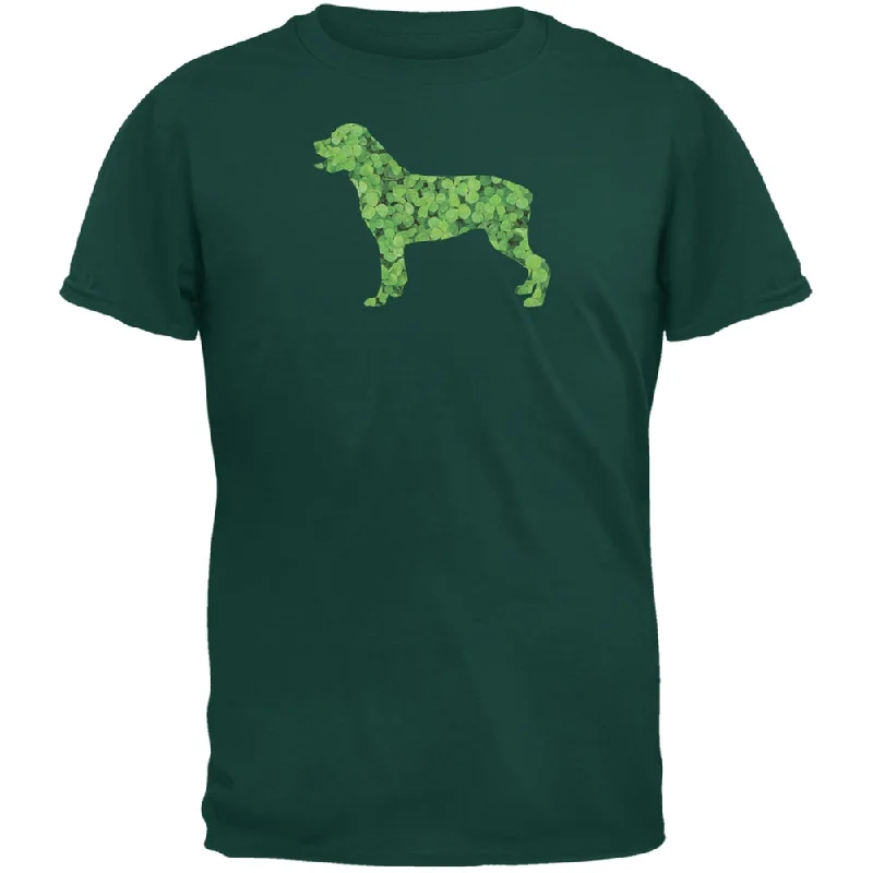 Plush T-ShirtsSt. Patricks Day - Rottweiler Shamrock Forest Green Adult T-Shirt