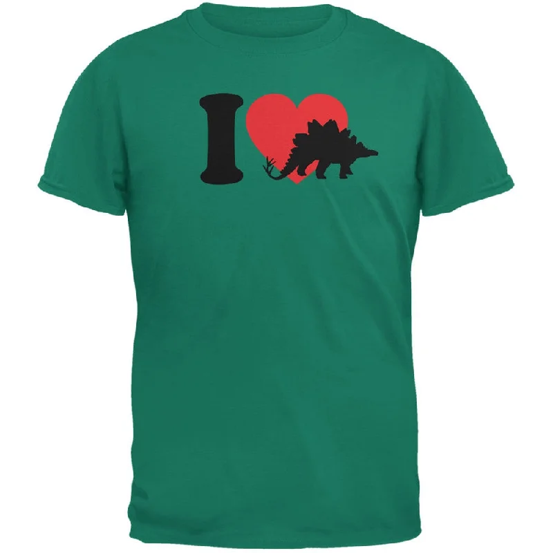 Slim Fit T-ShirtsI Heart Love Stegosaurus Dinosaur Jurassic Jade Green Adult T-Shirt