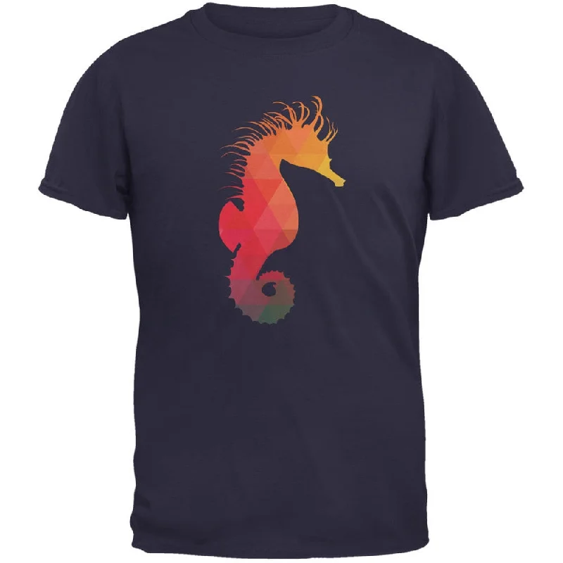 Beaded T-ShirtsSeahorse Geometric Navy Adult T-Shirt