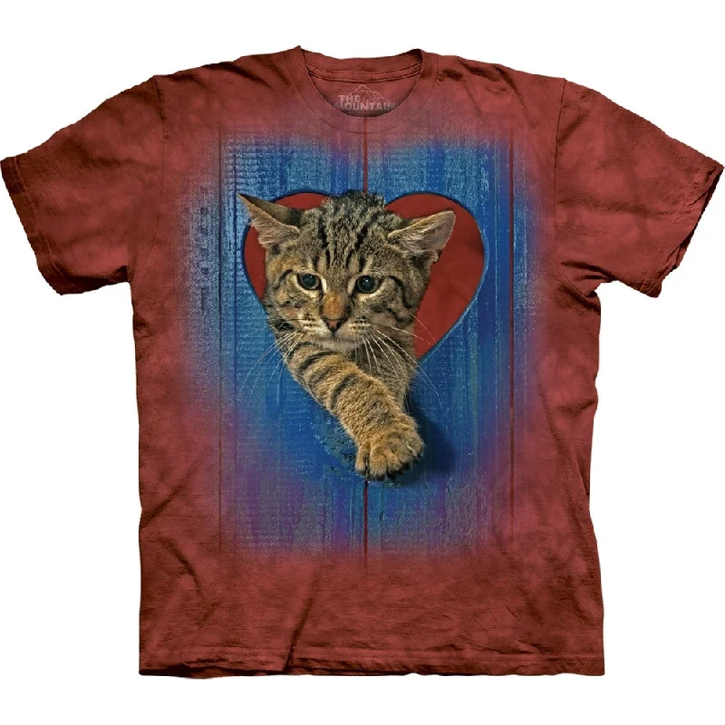 Zippered T-ShirtsKitten Walking Through Heart Door T-Shirt