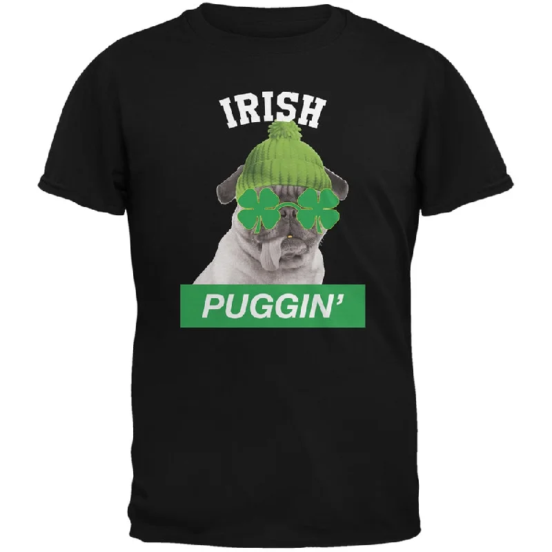 Ribbed Cuff T-ShirtsSt. Patrick's Day - Irish Puggin' Black Adult T-Shirt