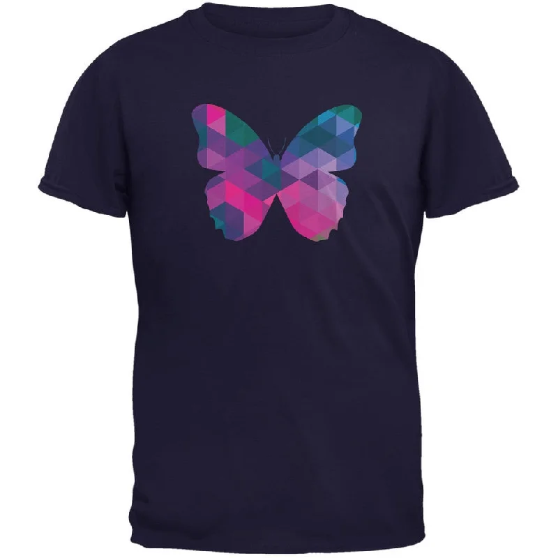 Tasseled T-ShirtsButterfly Geometric Navy Adult T-Shirt