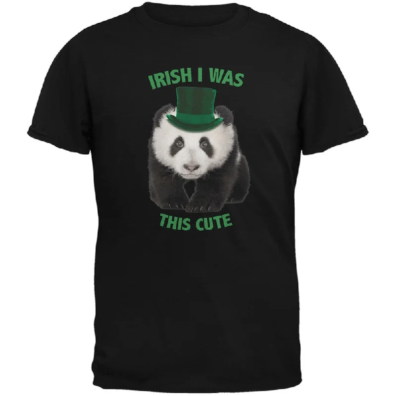 Velvet T-ShirtsSt. Patricks Day - Irish I Was This Cute Panda Black Adult T-Shirt