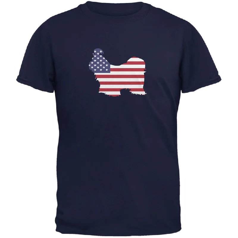 Running T-Shirts4th of July Patriotic Dog Shih Tzu Navy Adult T-Shirt